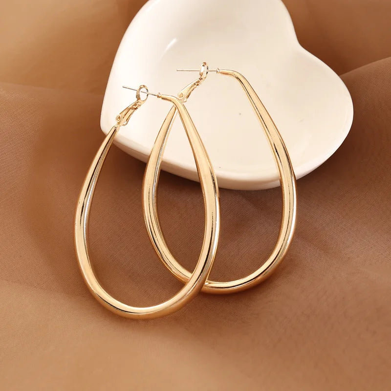 Geometric Metal Women Jewelry Gift Irregular Circle Oval Femme Cold Women's Earring