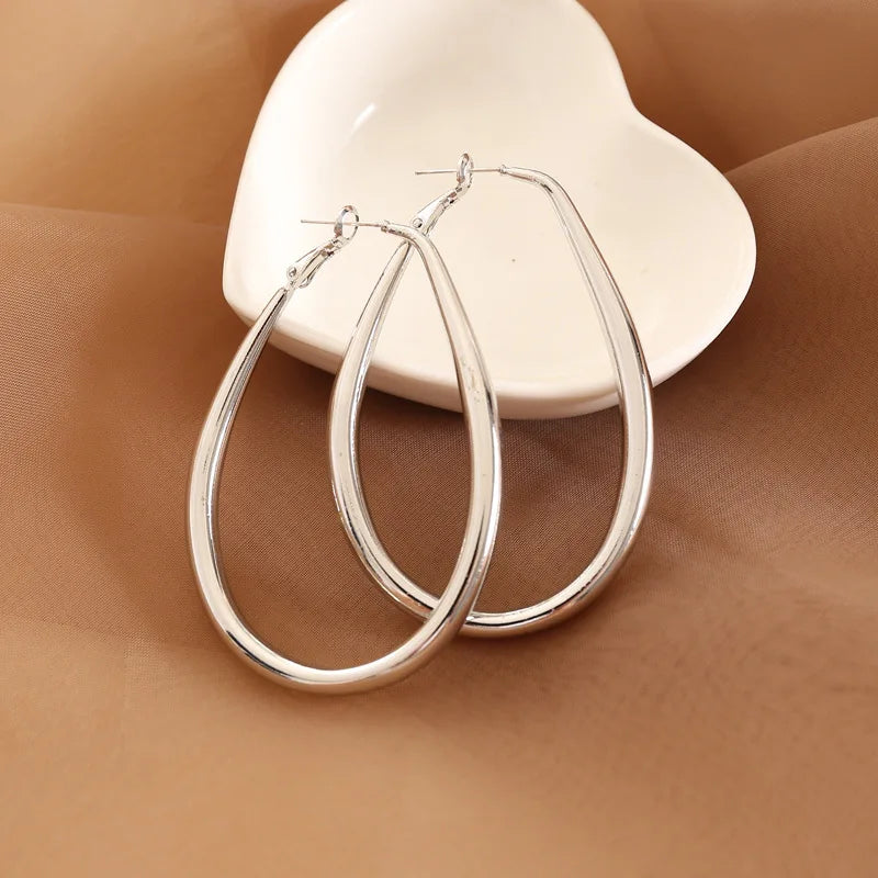 Geometric Metal Women Jewelry Gift Irregular Circle Oval Femme Cold Women's Earring