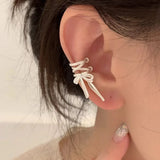 Girls Ribbon Aesthetics Ear Clips Ballet Style Ribbon Bow-knot Women Fashion Earring