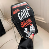 Gothic Coffin Shape Halloween PU Leather Funny Cosmetic Bag