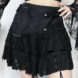 Gothic Style Sexy Lace Cake for Summer 2025 Women with Versatile Ripped Hole Fabric Skirt
