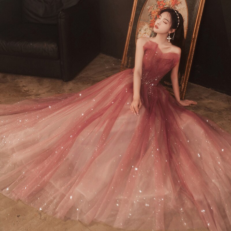 Gradient Sexy Long Dress Sweetheart Prom Dresses