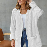 Cardigan Knit Sweater Women Spring Autumn Winter Sweater Heart Pocket Loose Maxi Coat
