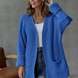 Cardigan Knit Sweater Women Spring Autumn Winter Sweater Heart Pocket Loose Maxi Coat