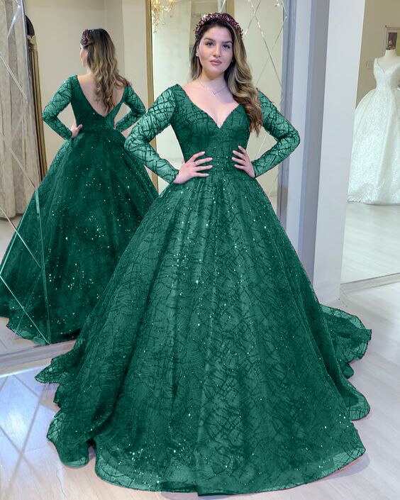 Green Shinny Wedding Party Dresses