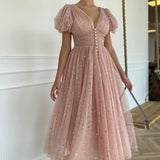 Black Mesh Starry Tulle Elegant Dresses