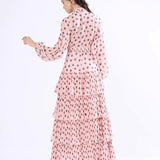 Long Sleeves Floral Printed Ruffles Elegant Casual Maxi Dress