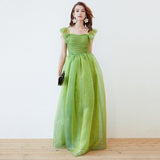 Bow Detaiing Ruched Bodice Elegant Long Party Prom Dress