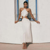 Sexy Vacation Outfits Knitted Halter Maxi Dresses
