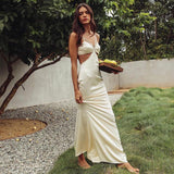 Sexy White Satin Maxi Dresses