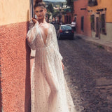 Sexy V-Neck Mesh Backless Elegant Prom Party Dress