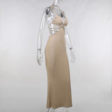 Sexy Backless Halter Long Maxi Dresses