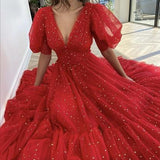 Black Mesh Starry Tulle Elegant Dresses