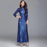 Long Sleeves Sequined Elegant Fashion Party Prom Maxi Gown