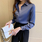 Woman Blouses Satin Top Female Shirts and Blouse Basic Ladies Tops OL Clothing