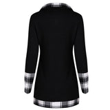 Plaid Colorblock Button Asymmetric Layered Dress