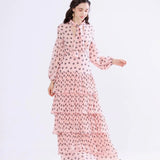 Long Sleeves Floral Printed Ruffles Elegant Casual Maxi Dress