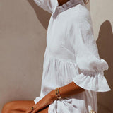 Summer Beach White Ruffles Dress