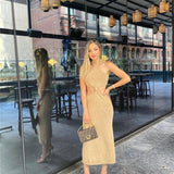 Sexy Vacation Outfits Knitted Halter Maxi Dresses
