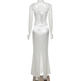 Sexy White Satin Maxi Dresses