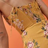 Vintage Midi Dress Side High Slit Sexy Spaghetti Strap Dress