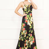 Sexy Spaghetti Straps Printed Long Party Prom Maxi Dresses
