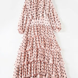 Long Sleeves Floral Printed Ruffles Elegant Casual Maxi Dress
