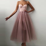 Halter Off Shoulder Party Dress Spaghetti Strap Spliced Mesh Dresses