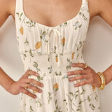 Sleeveless Tank Print Chiffon Summer Dress Waist Casual Midi Dress
