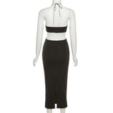 Sexy Cut Out Halter Backless Maxi Dresses