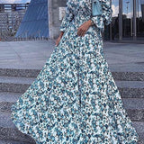 Summer Floral Print Sexy Boat Neck Prom Dresses
