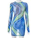 Sexy Open Back Long Sleeve Dress