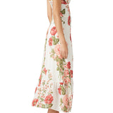 Print Beach Dress Sweetheart Neck Strap Elegant Vintage Chiffon Midi Dress