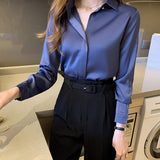 Woman Blouses Satin Top Female Shirts and Blouse Basic Ladies Tops OL Clothing