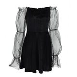 Sexy Off Shoulder Lantern Sleeve Mini Dress