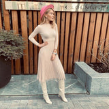 Women Knitted Long Dress Autumn Winter Slim Sleeve Ladies Dresses