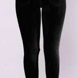 Women's Jeans European and American Stretch Cotton Holes Pencil Feet Pants High Waisted Jeans