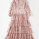 Long Sleeves Floral Printed Ruffles Elegant Casual Maxi Dress