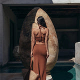 Sexy Vacation Outfits Knitted Halter Maxi Dresses
