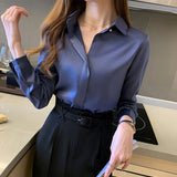 Woman Blouses Satin Top Female Shirts and Blouse Basic Ladies Tops OL Clothing