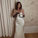 Sexy White Satin Maxi Dresses