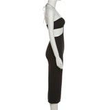 Sexy Cut Out Halter Backless Maxi Dresses