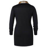 Plaid Colorblock Button Asymmetric Layered Dress