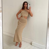 Sexy Vacation Outfits Knitted Halter Maxi Dresses