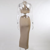 Sexy Vacation Outfits Knitted Halter Maxi Dresses