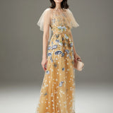 Layered Ruffles Elegant Long Party Prom Dressess