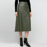 Casual High Waist A-line PU Leather Skirts