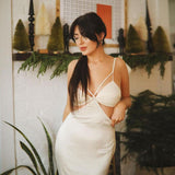 Sexy White Satin Maxi Dresses