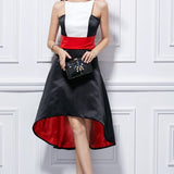 Women's Runway Designer Dresses Sexy Spaghetti Stripes Patchwork Color Block Fashion Hi-Low Party Prom Long Dresses