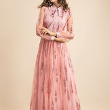 Long Sleeves Sequined Patchwork Elegant Maxi Party Dresses